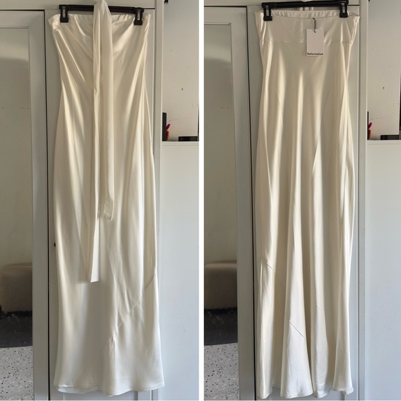 Reformation Oren Silk Dress in Ivory Bridal Silk Size Medium